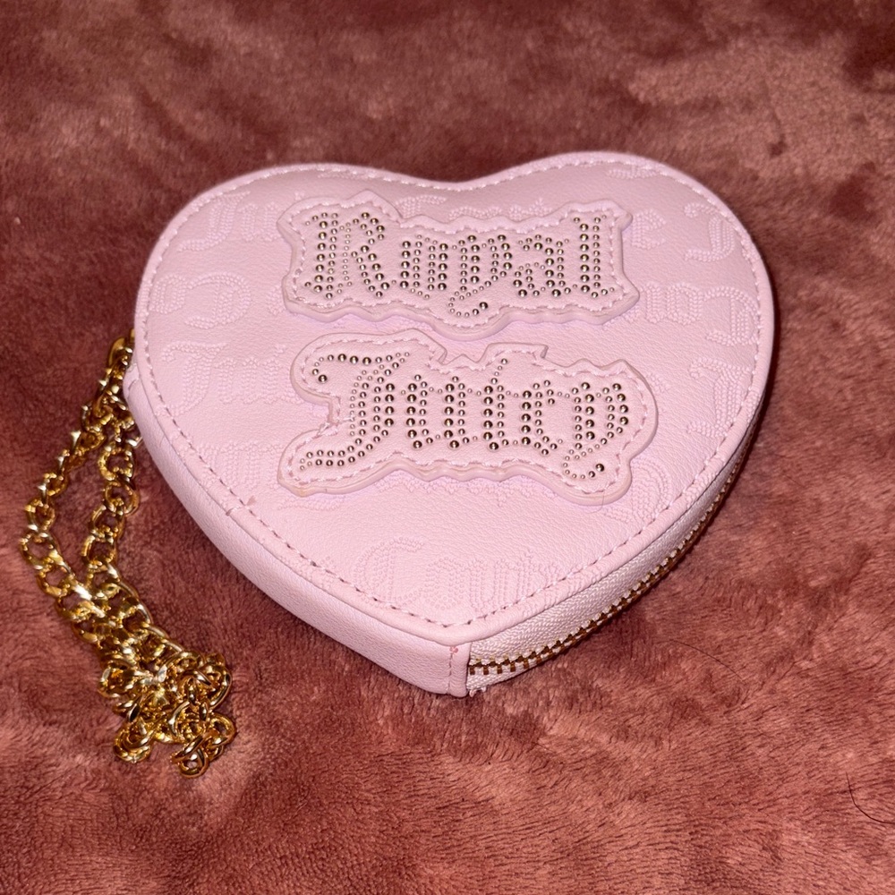 Juicy Couture Pink Heart Clutch with Gold Chain